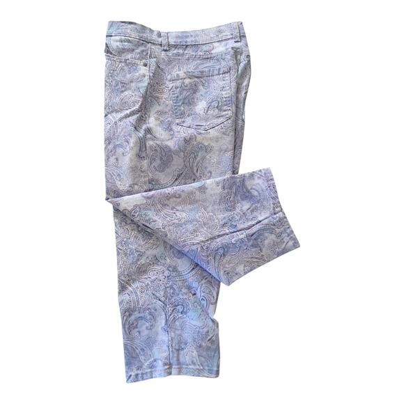 GLORIA VANDERBILT Purple Paisley Capri Jeans Sz 12 Stretch Denim Casual Cropped - Picture 8 of 12